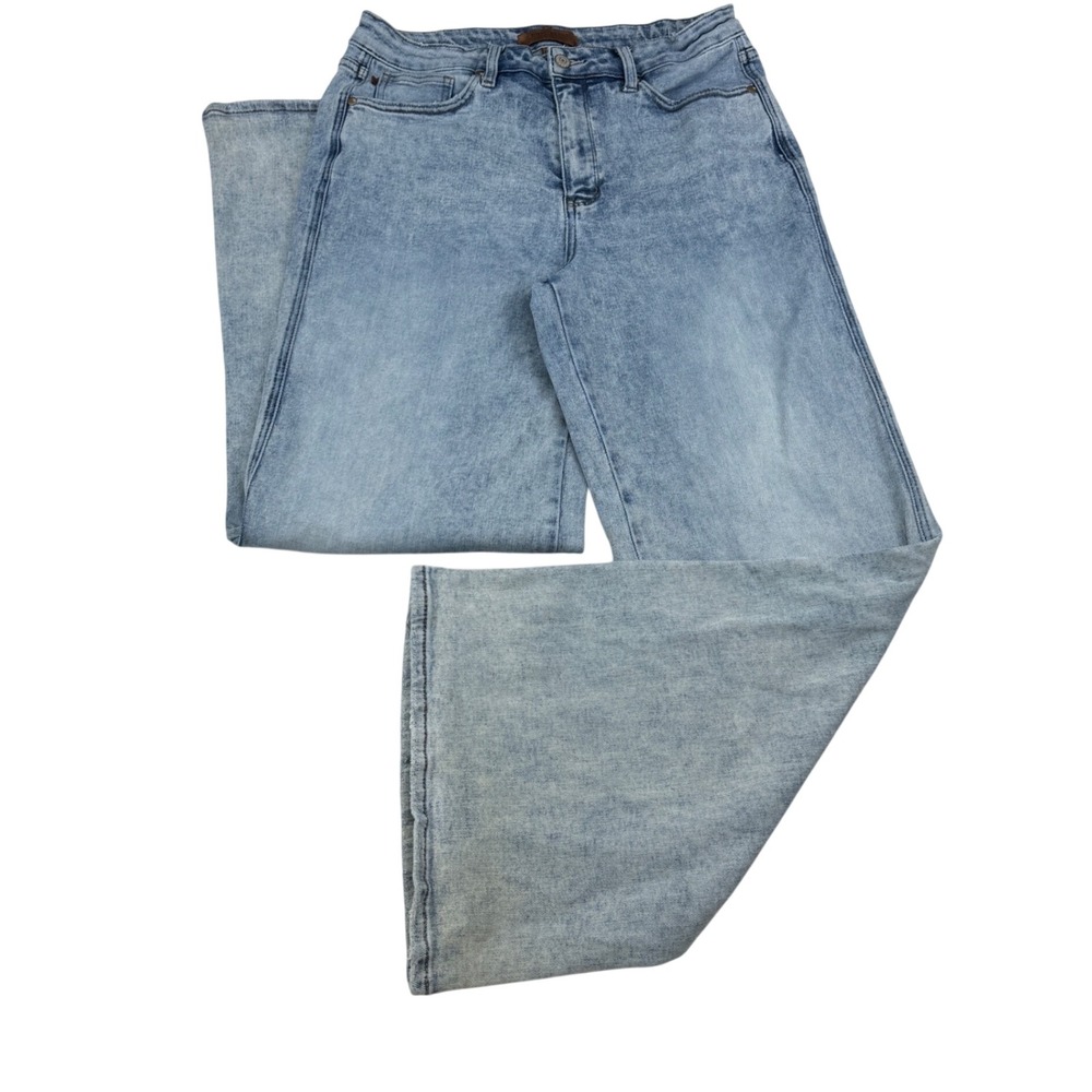 Judy Blue Wide Leg Jeans Womens 15/32 Light Wash Acid Stretch Denim Casual